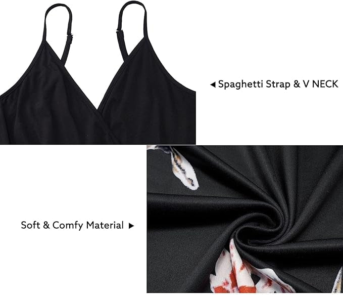 Newshows Women's Summer V Neck Spaghetti Strap Sleeveless Casual Split Long Maxi Dress