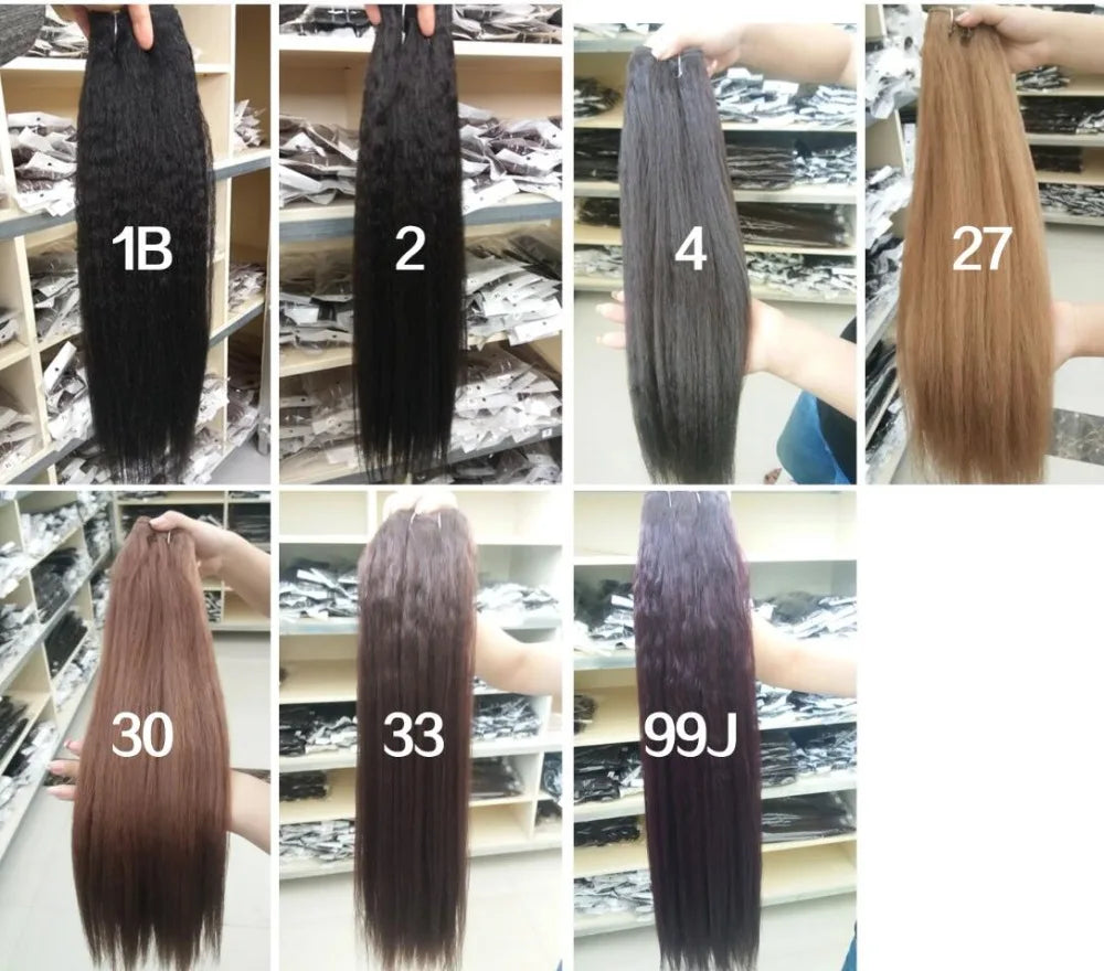 1Pcs/Pack Kinky Straight Hair Weaving 12-24 Inch Pure Color Synthetic Wave Hair Extension for Black Women Hair Bundles