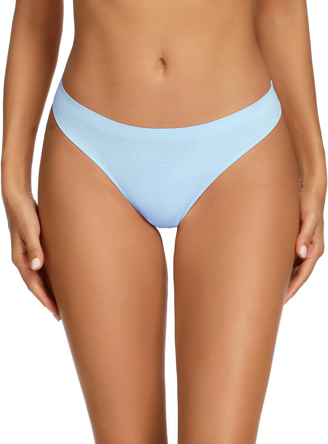 Seamless Women Underwear Thongs,No Show Ladies Thong,No Line Workout Breathable Comfortable Panties,Soft Undies,5-Pack