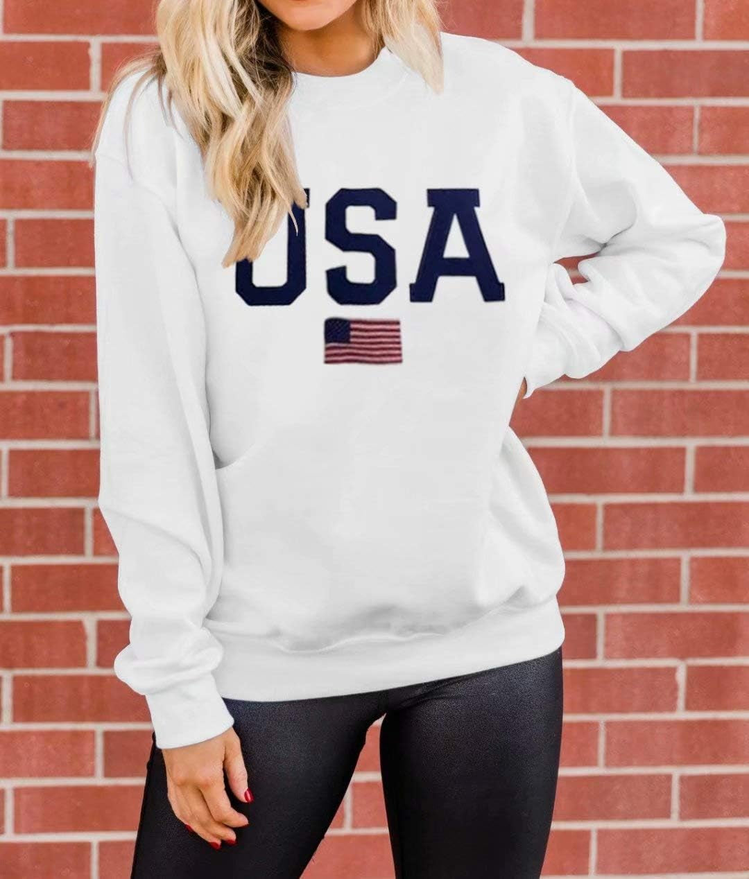 Womens Casual Long Sleeve Graphic Tee Shirts Crew Neck Sweatshirts Pullover Tops for Women