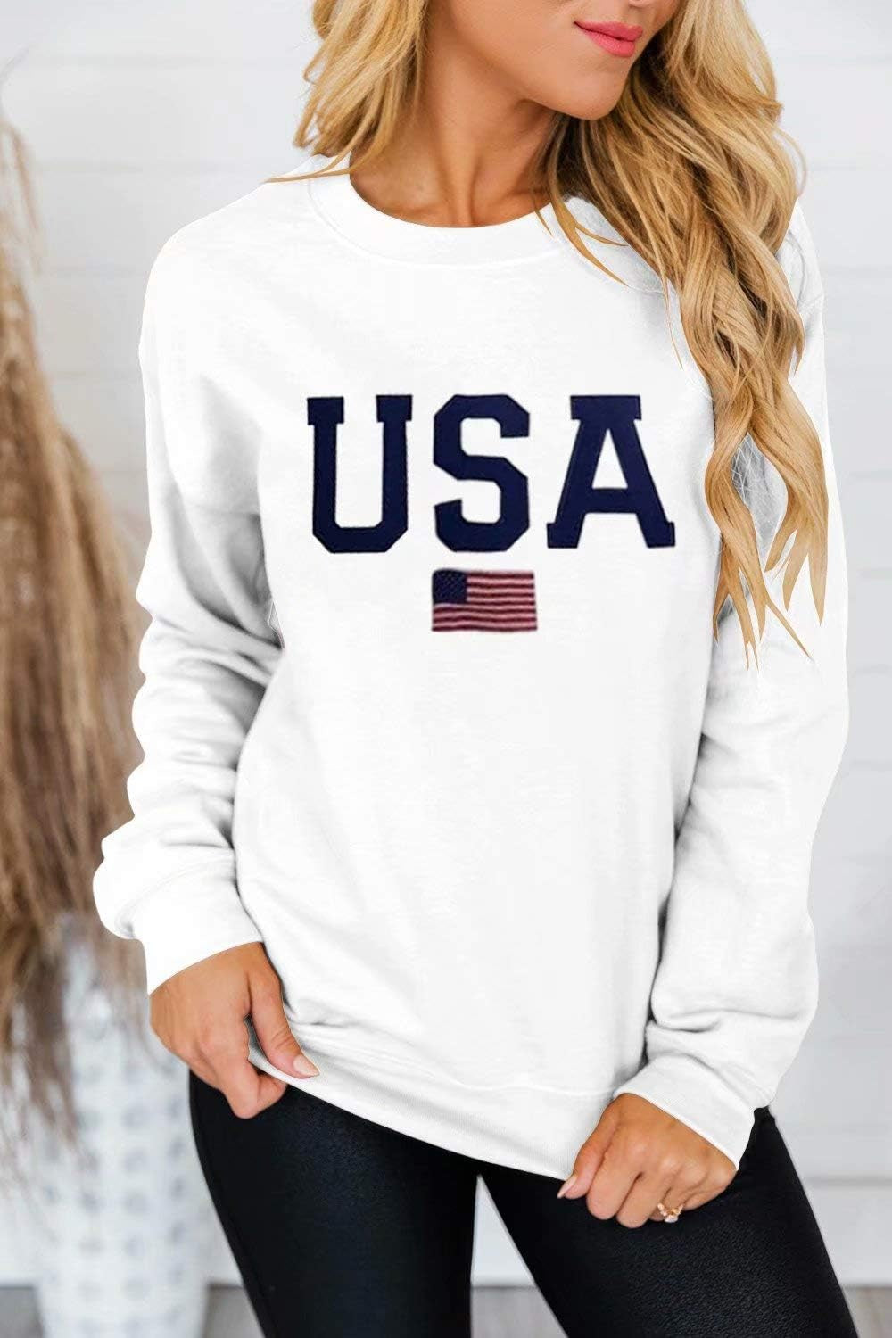 Womens Casual Long Sleeve Graphic Tee Shirts Crew Neck Sweatshirts Pullover Tops for Women