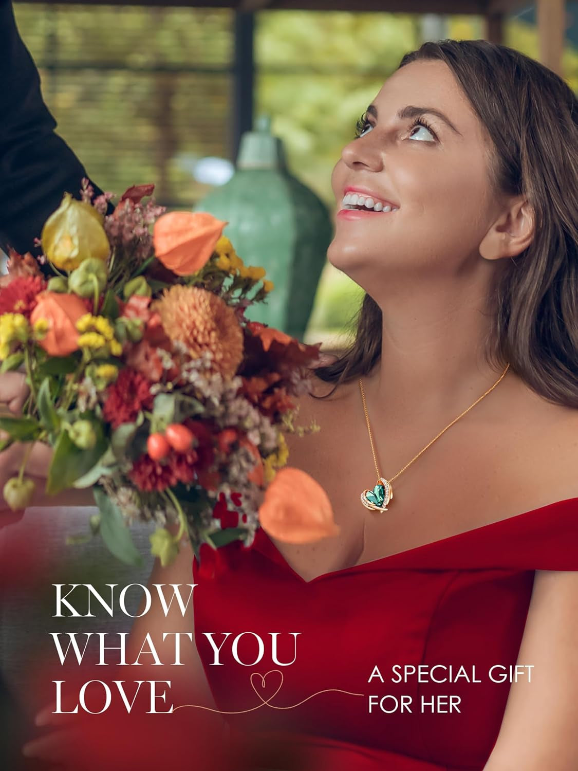 Mothers Day Gifts for Mom，Love Heart Pendant Necklaces for Women, Silver Tone Rose Gold Tone Birthstone Jewelry Gifts for Wife Her