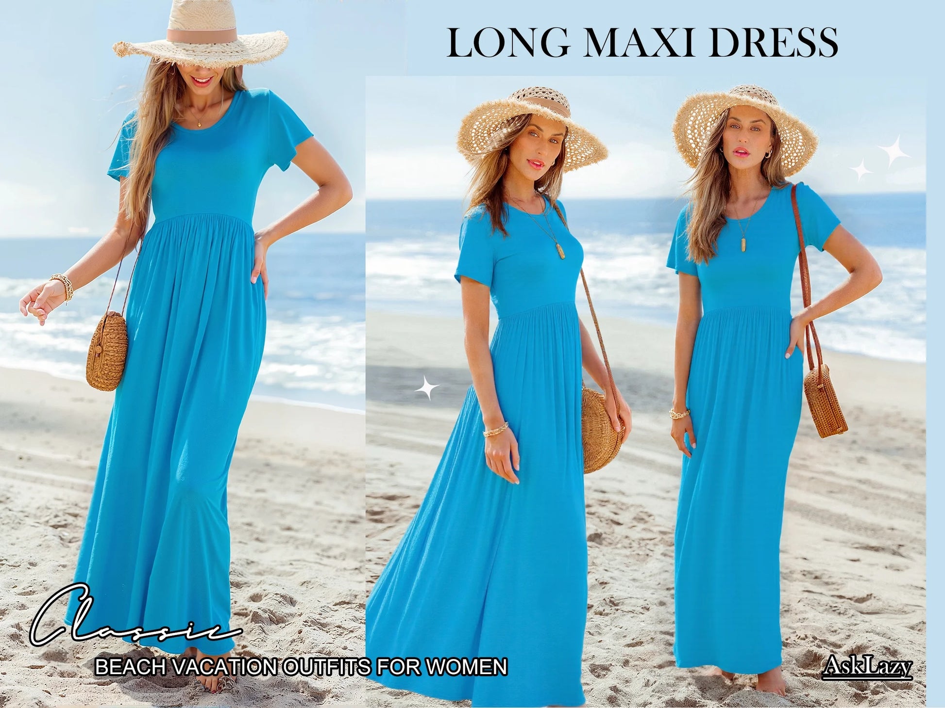 Women'S Short Sleeve Loose Plain Maxi Dresses Casual Long Dresses with Pockets,Us Size,Dark Purple,Xl