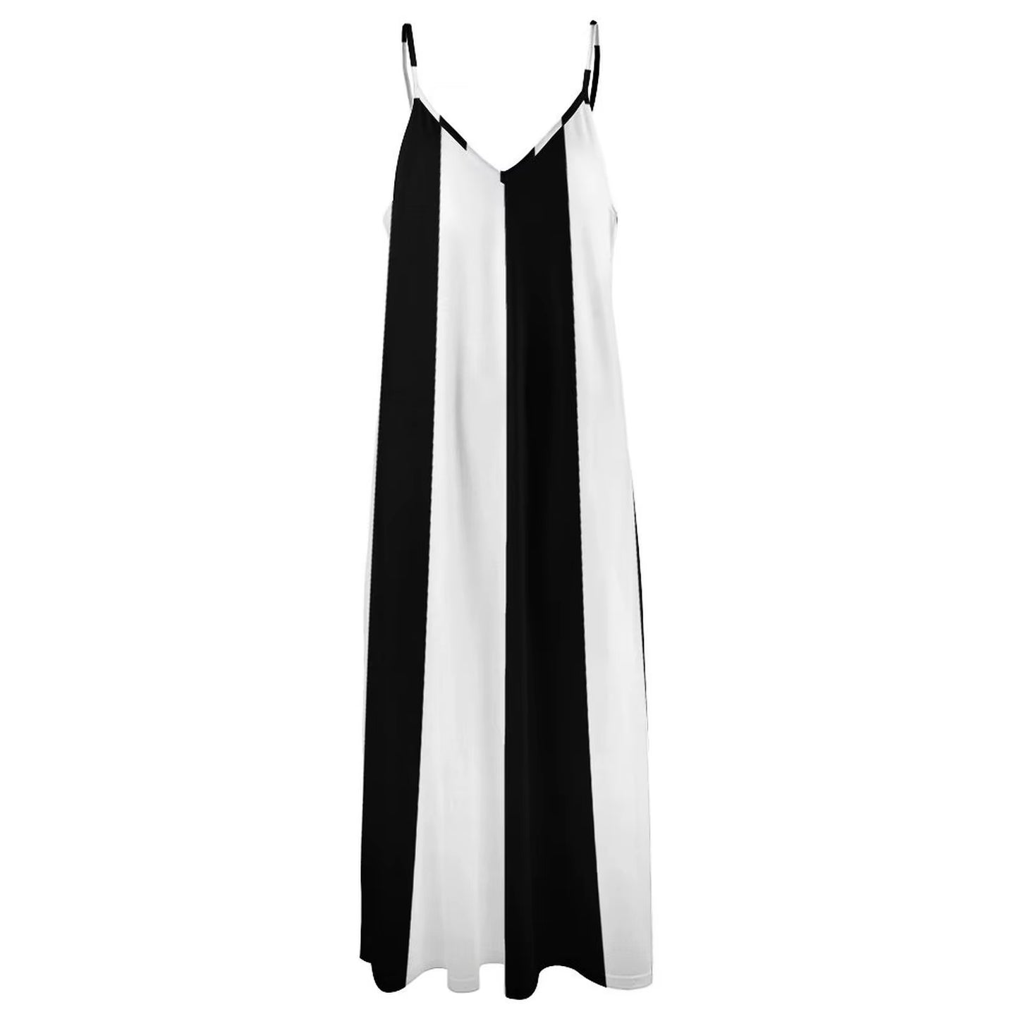 Retro Black and White Stripes Pattern Sleeveless Dress Loose Women'S Dress Woman Clothes