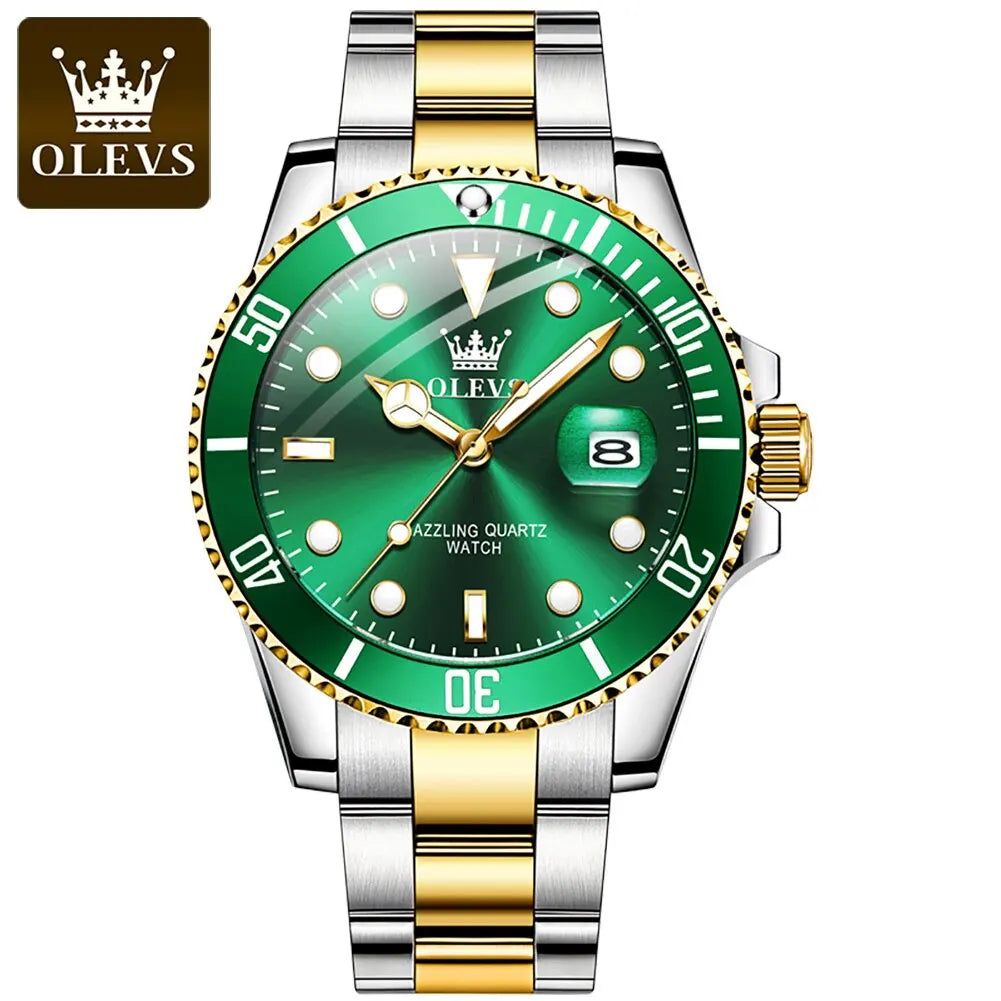 Top Original Men Quartz Watch Green Waterproof Watch for Men Stainless Steel Quartz Men Luxury Watch Luminous Wristwatch