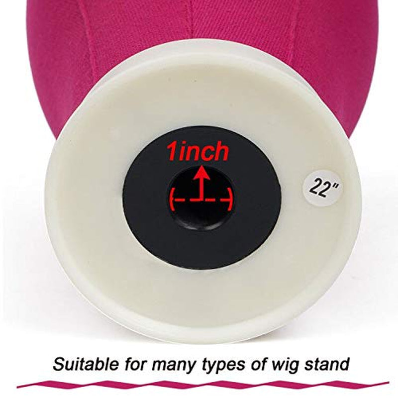 22 Inch Canvas Block Head Mannequin Wig Head with Stand Pink for Display with Mount Holes(Rosy)