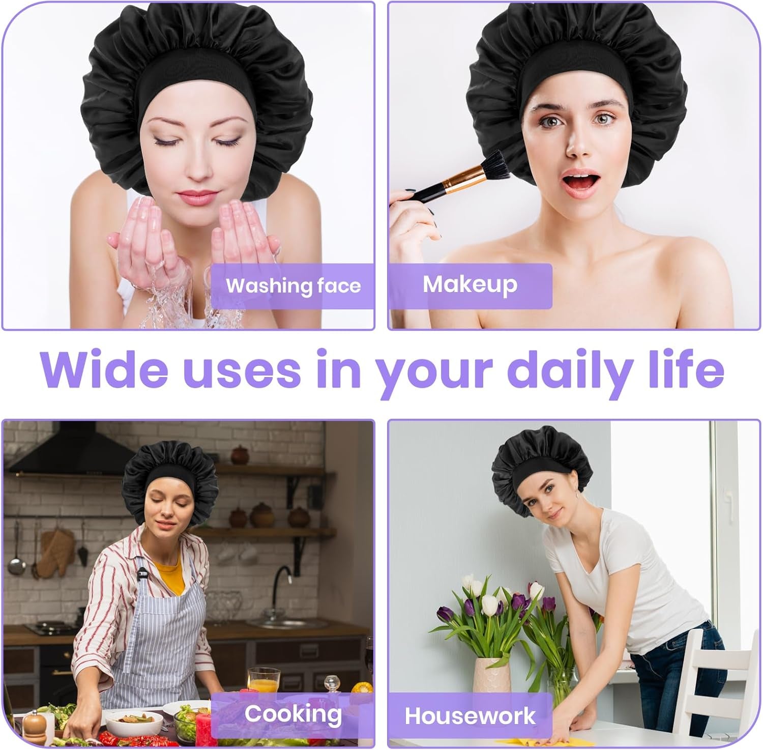 Silk Bonnet for Men, Satin Bonnet Elastic Band Silk Sleep Cap Soft Adjustable Hair Cap Hair Wrap for Women Sleeping