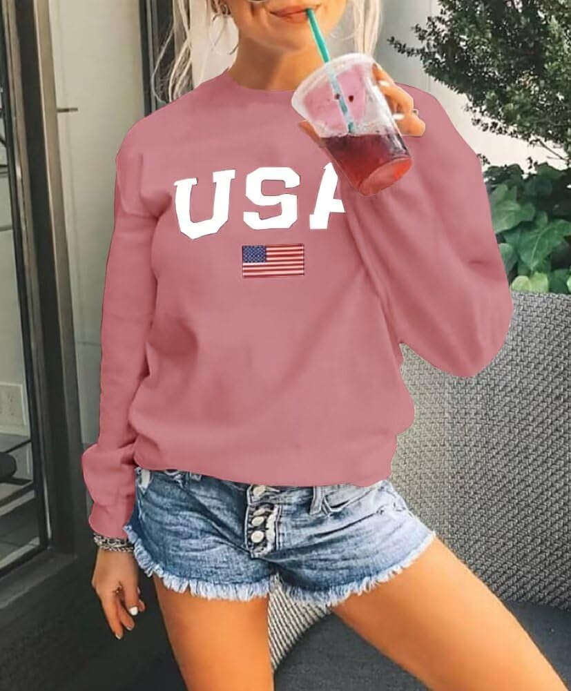 Womens Casual Long Sleeve Graphic Tee Shirts Crew Neck Sweatshirts Pullover Tops for Women