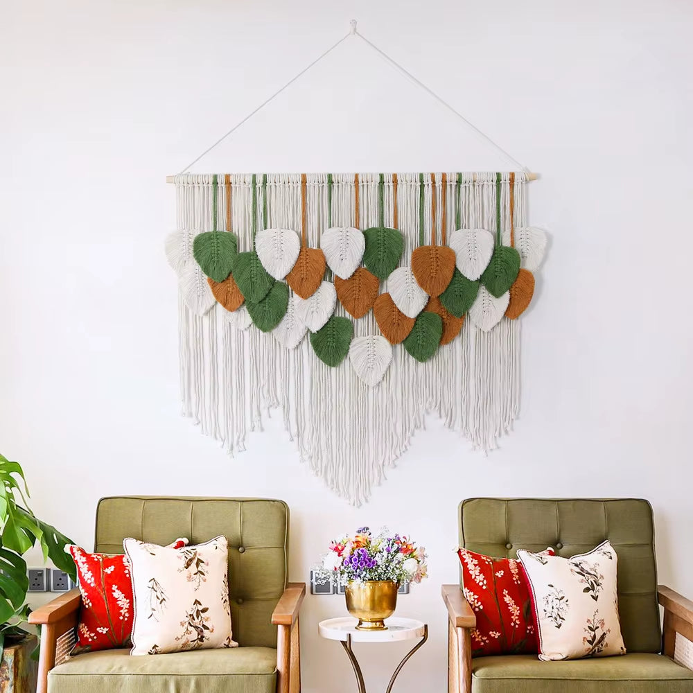 Manufacturer Price Nordic Macrame Leaf Wall Hanging Home Living Room Decor