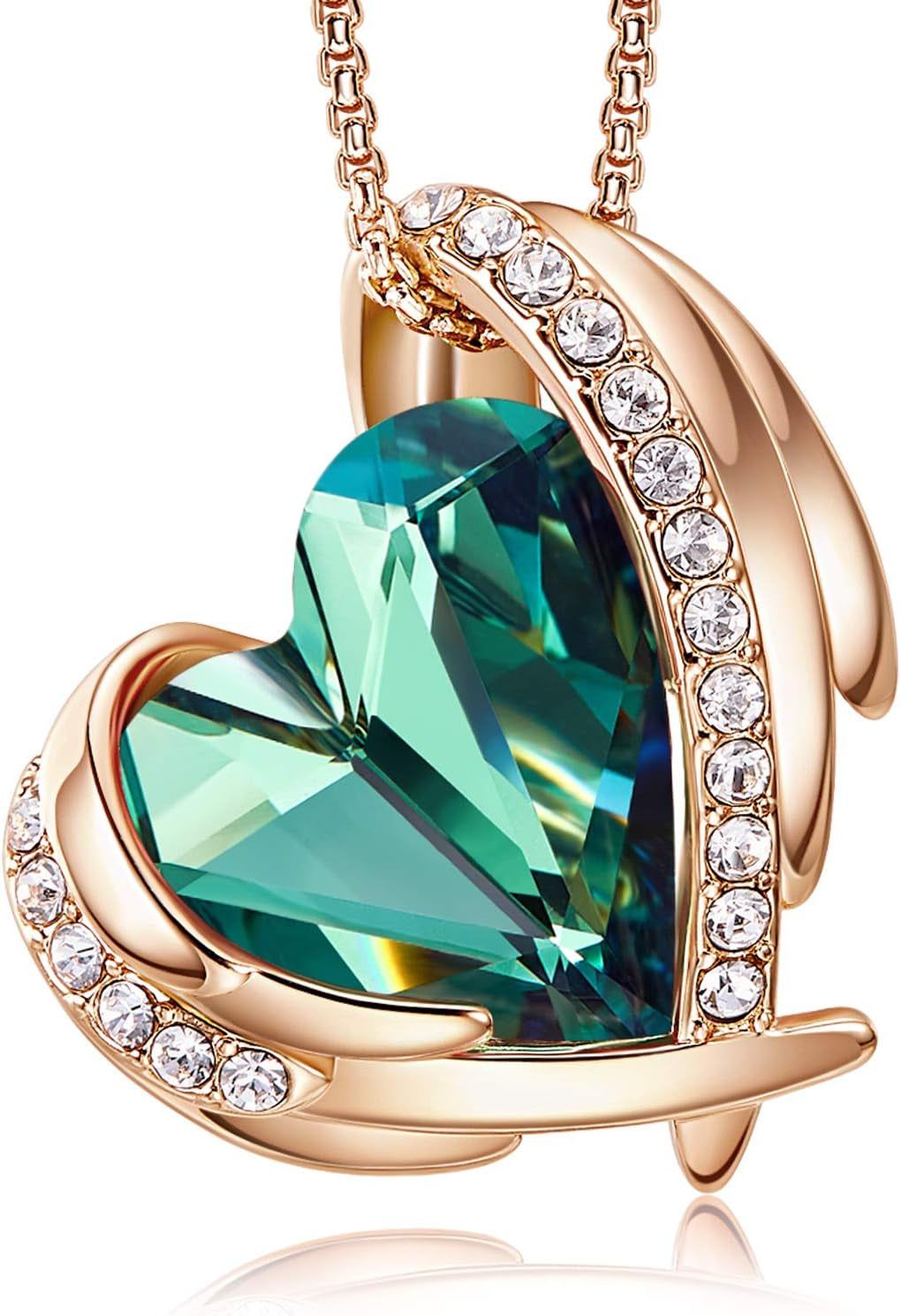 Mothers Day Gifts for Mom，Love Heart Pendant Necklaces for Women, Silver Tone Rose Gold Tone Birthstone Jewelry Gifts for Wife Her