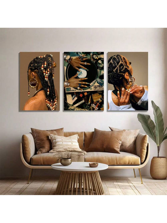 Set of 3 Boho Elegant Beautiful Sophisticated Art Canvas Poster Print,Vintage Abstract Women Aesthetic Wall Art,Perfect for Contemporary Apartment,Home,Living Room,Bedroom or Office Decor,No Frame