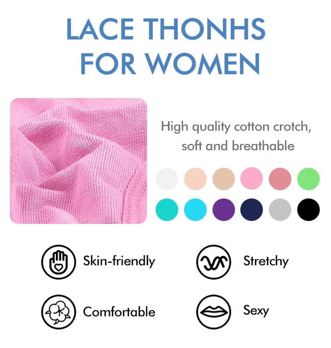 Sexy Lace Thongs for Women Thong Underwear Women Lace T-Back Panties Women Underwear Cotton Thongs Cheeky,10 Pack