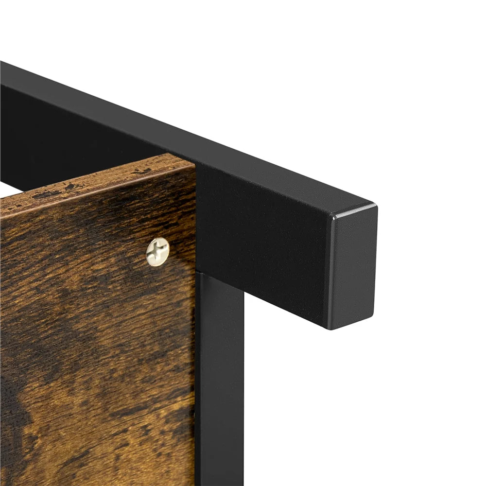 Vintage Wooden Console Table with Power Outlet for Home Living Room, Rustic Brown