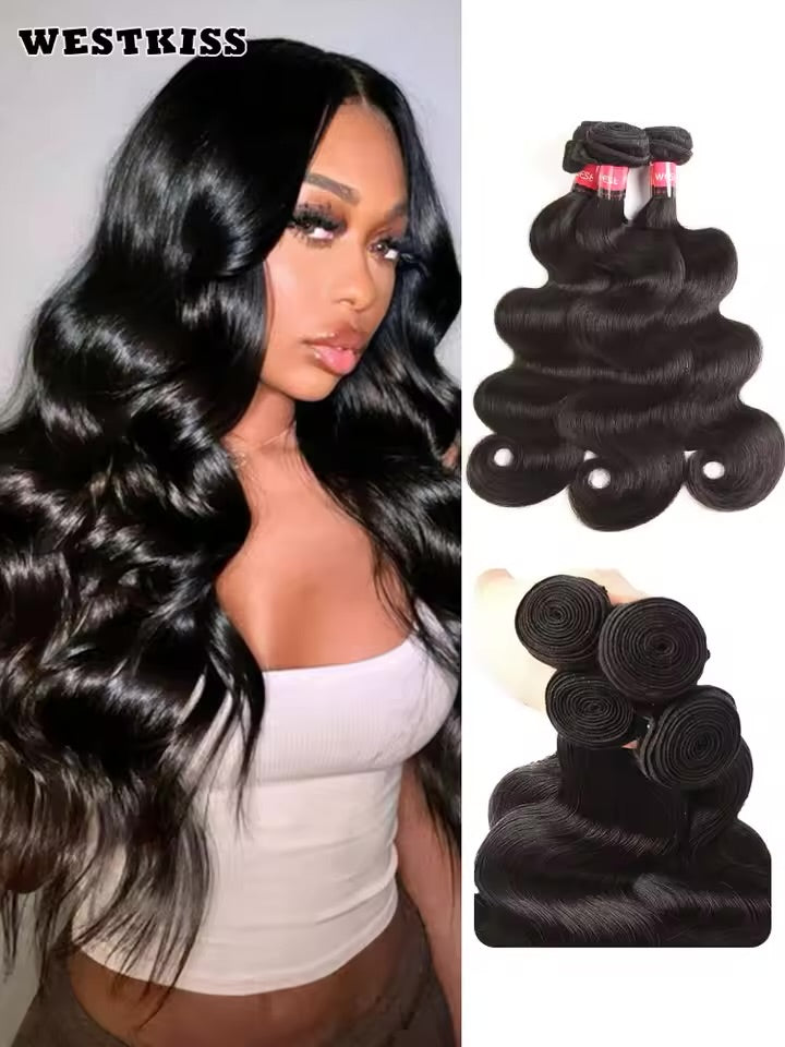 WestKiss Hair Body Wave Human Hair Bundles Brazilian Virgin Hair Bundles Natural Color 100% Human Hair Weave 1 or 3 Bundles Deal
