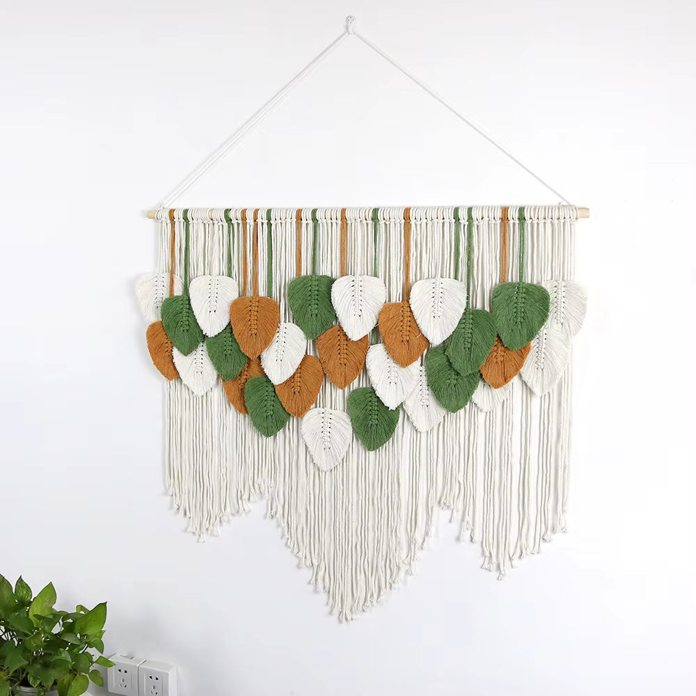 Manufacturer Price Nordic Macrame Leaf Wall Hanging Home Living Room Decor