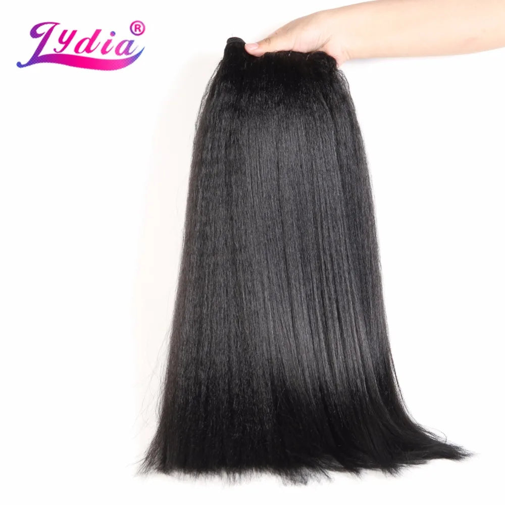 1Pcs/Pack Kinky Straight Hair Weaving 12-24 Inch Pure Color Synthetic Wave Hair Extension for Black Women Hair Bundles