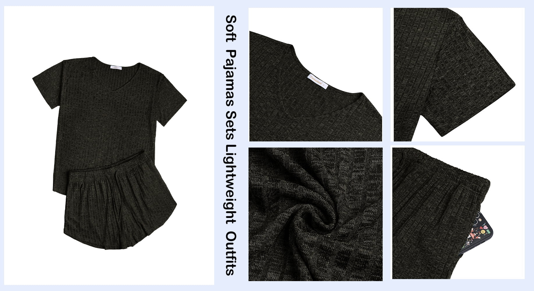 2 Piece Sets Summer Pajamas Womens Tops and Shorts Sleepwear Outfits Lounge Sets Casual