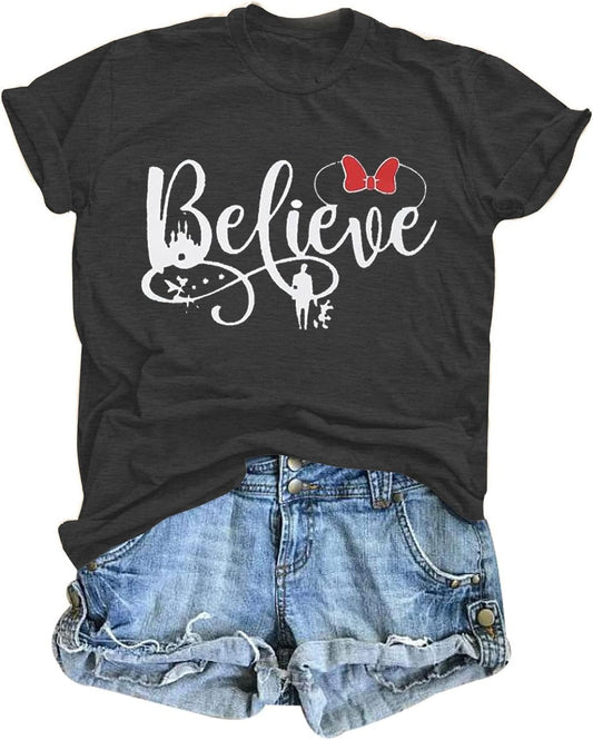 Magical Shirts for Women Magic Kingdom Shirt Happiest Place on Earth Shirt Family Vacation Tee Summer Short Sleeve Tops