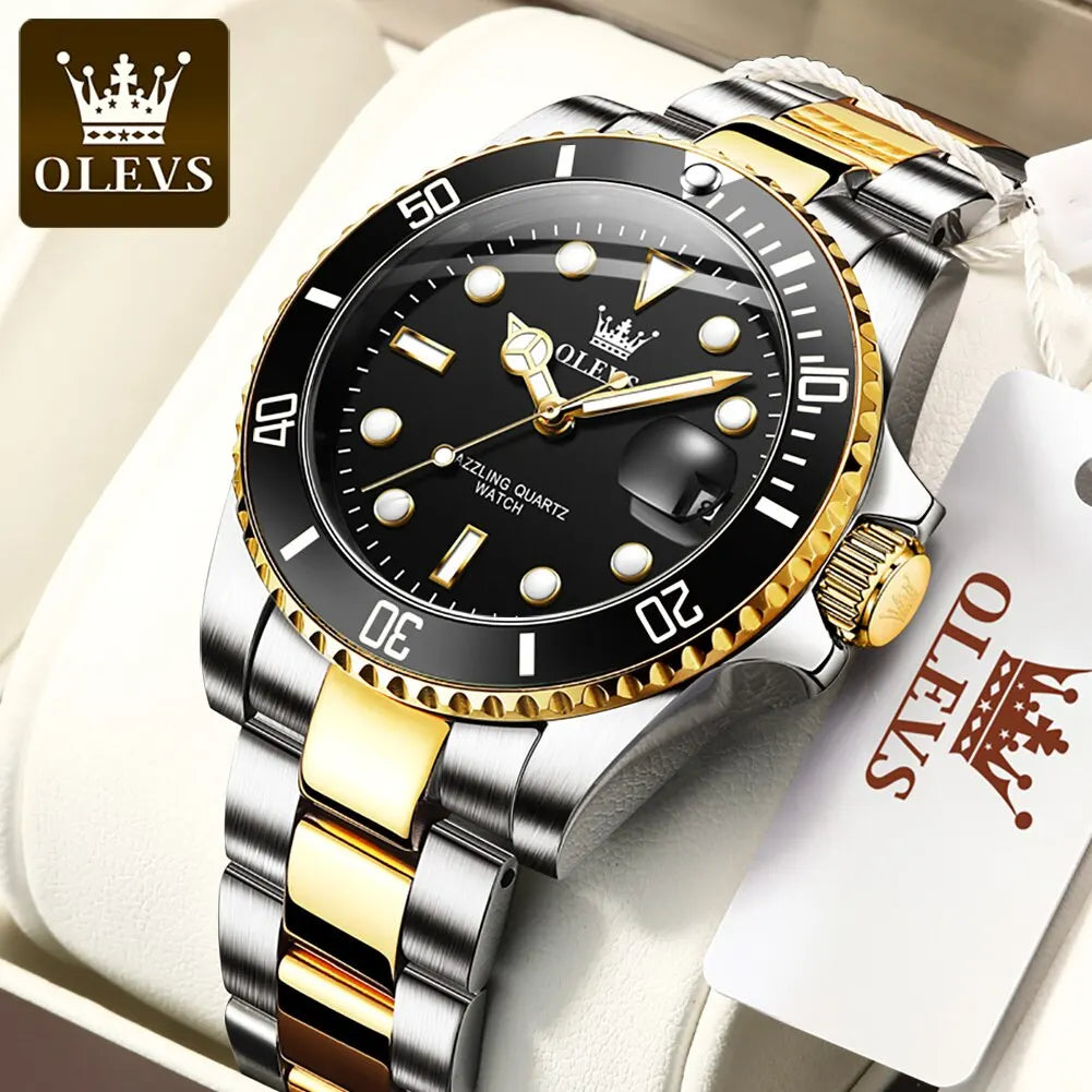 Top Original Men Quartz Watch Green Waterproof Watch for Men Stainless Steel Quartz Men Luxury Watch Luminous Wristwatch