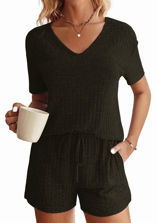 2 Piece Sets Summer Pajamas Womens Tops and Shorts Sleepwear Outfits Lounge Sets Casual