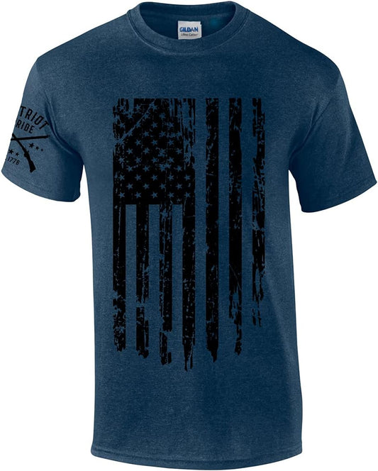 Patriot Pride Men'S Distressed American Flag Patriotic Short Sleeve T-Shirt Graphic Tee
