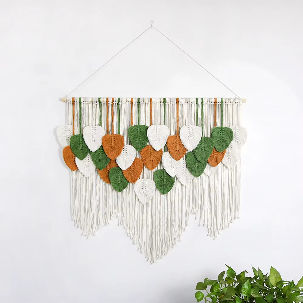 Manufacturer Price Nordic Macrame Leaf Wall Hanging Home Living Room Decor
