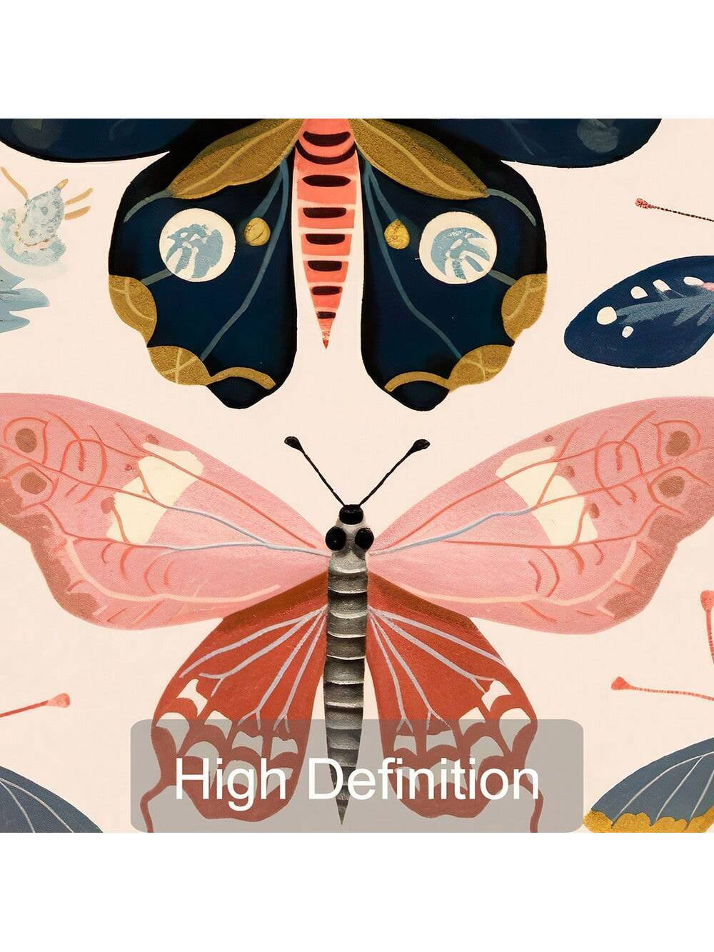 1Pc Boho Butterfly Floral Butterfly Poster Print Retro Aesthetic Art Canvas Painting Wall Picture Modern Home Decoration,Unframed