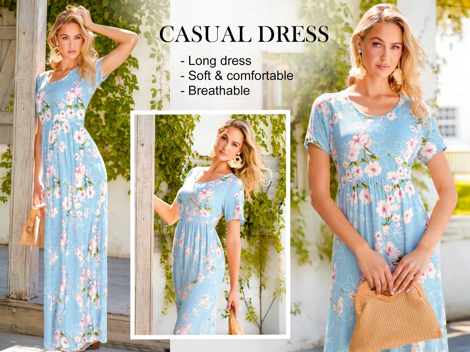 Women'S Short Sleeve Loose Plain Maxi Dresses Casual Long Dresses with Pockets,Us Size,Dark Purple,Xl