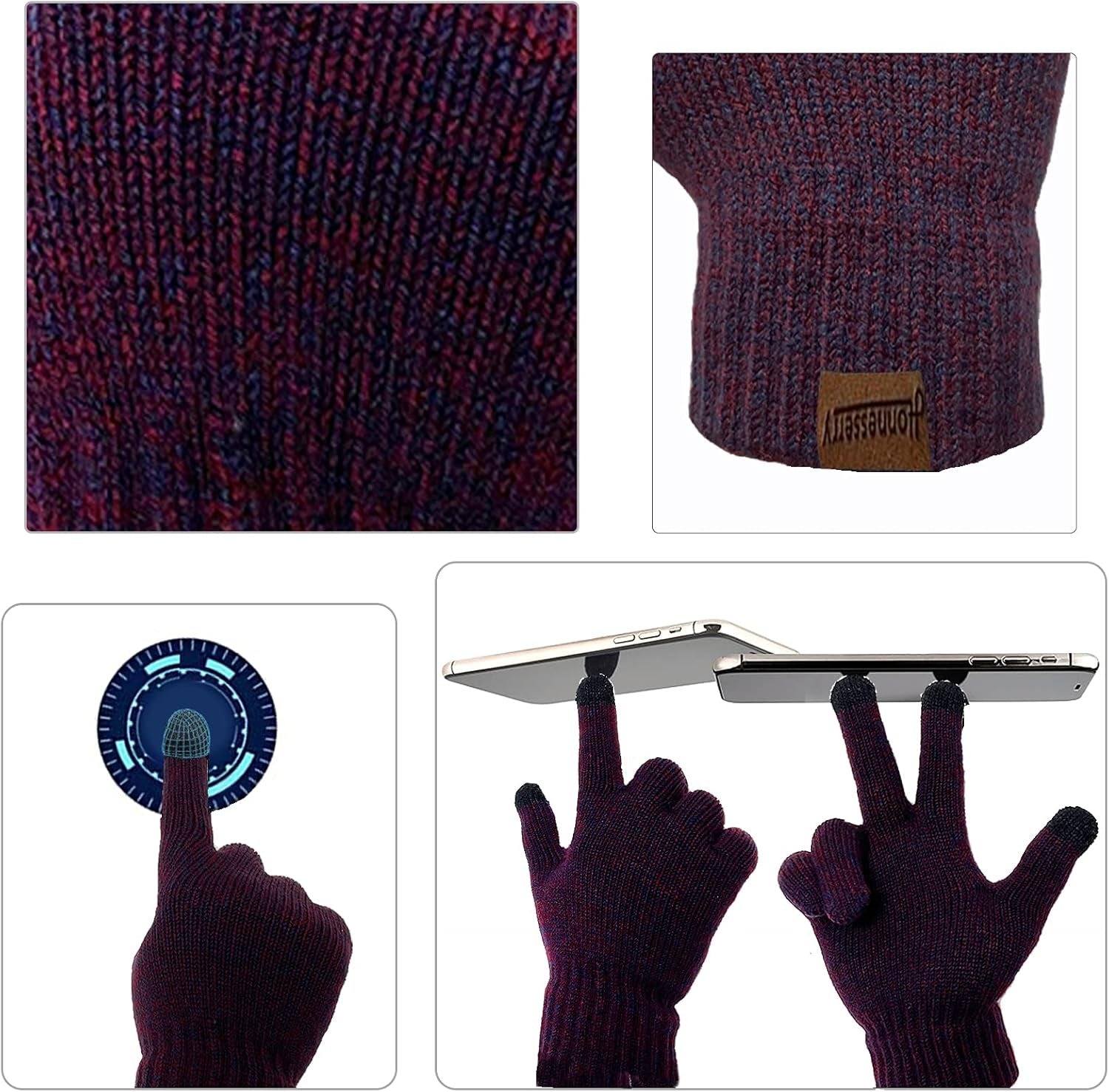 Winter Hats Scarf for Men with Touchscreen Gloves Men'S Scaves and Beanie Hat Themal Glove Set for Men Women